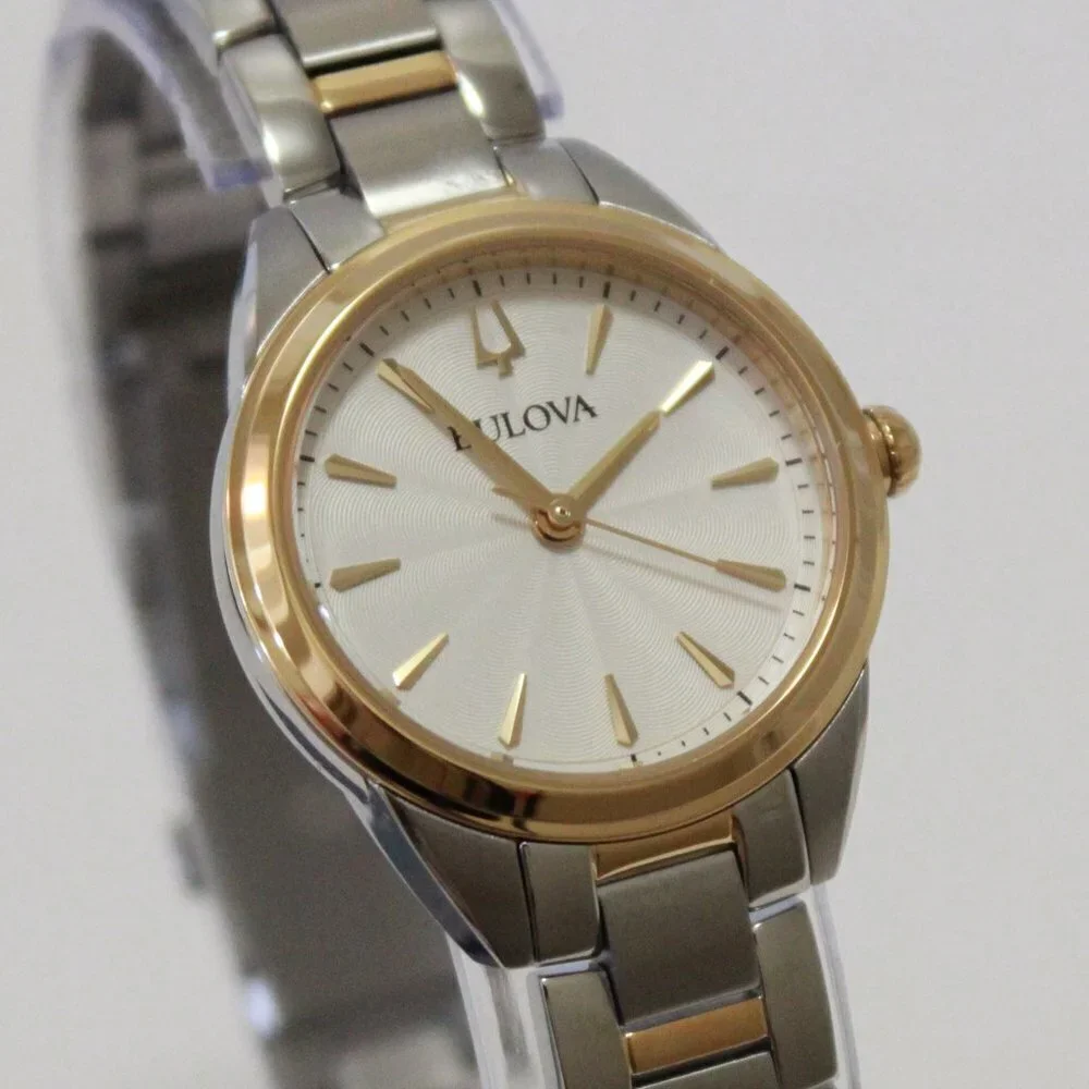 Bulova Ladies Sutton Classic Quartz Watch Two Tone Silver Dial 28mm